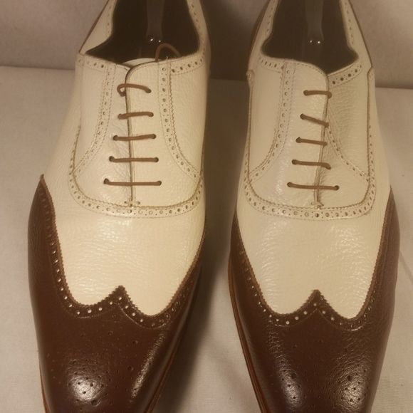 MEZLAN MEN\'S LEATHER BROWN CREME BROGUE WINGTIP 17 main image 5